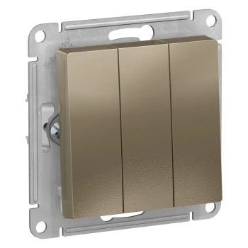 Выключатель 3-клавишный, Шампань, серия Atlas Design, Schneider Electric
