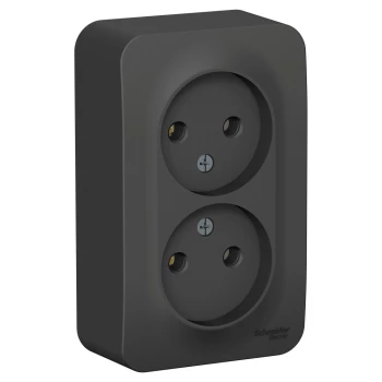 Розетка 2-ая электрическая без заземления (в сборе), Антрацит, серия Blanca, Schneider Electric