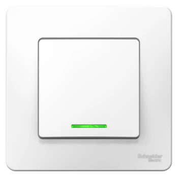 Выключатель 1-клавишный, с подсветкой (в сборе), Белый, серия Blanca, Schneider Electric