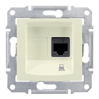 Розетка компьютерная 1-ая кат.5е, RJ-45 (интернет), Бежевый, серия Sedna, Schneider Electric