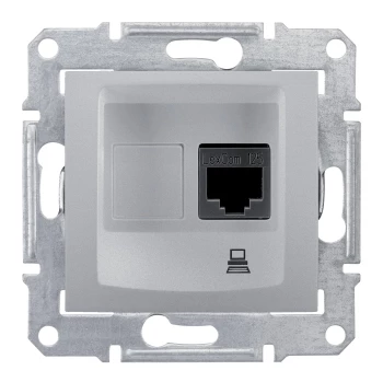 Розетка компьютерная 1-ая экранированная кат.6е, RJ-45 (интернет), Алюминий, серия Sedna, Schneider Electric